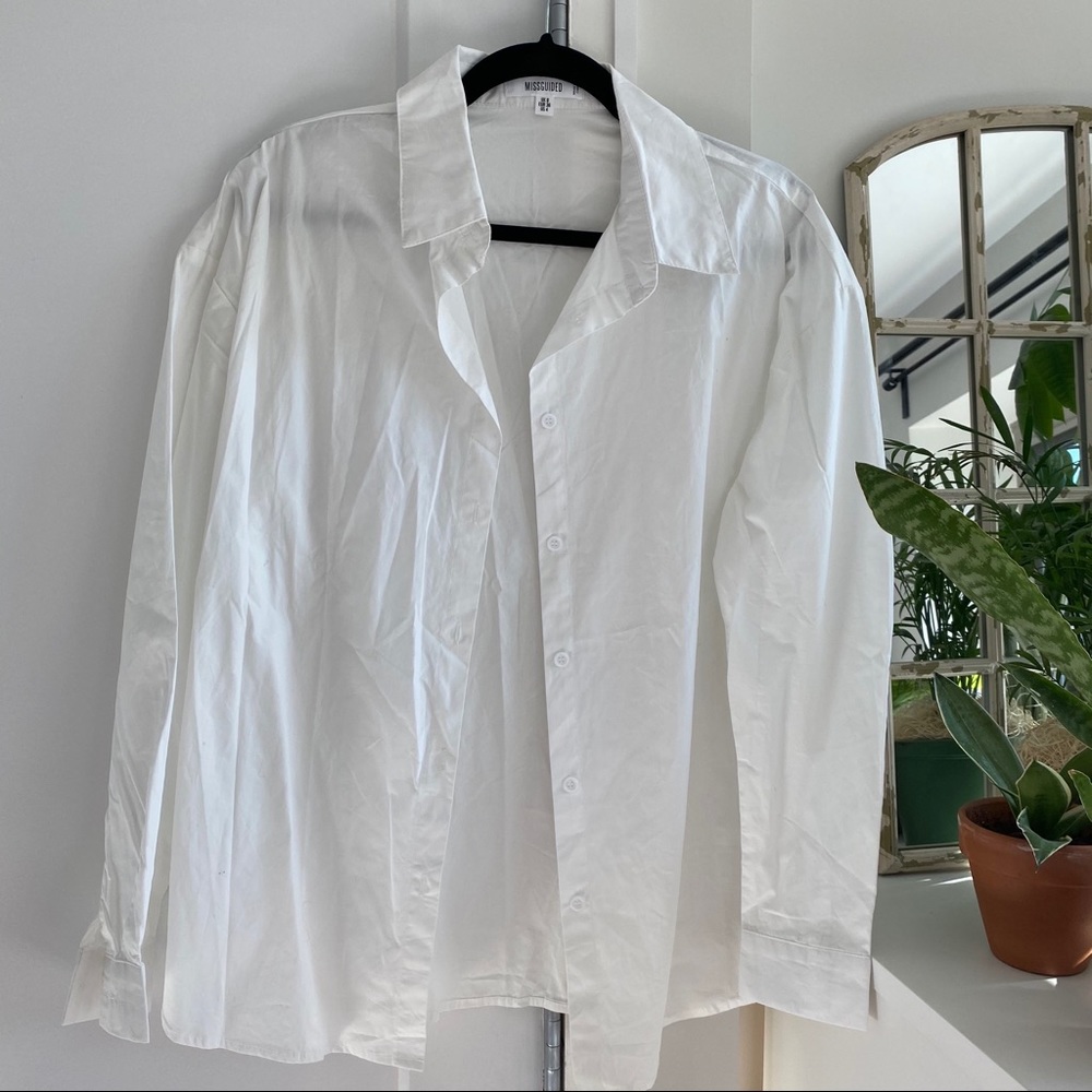 White Poplin Button Down Shirt